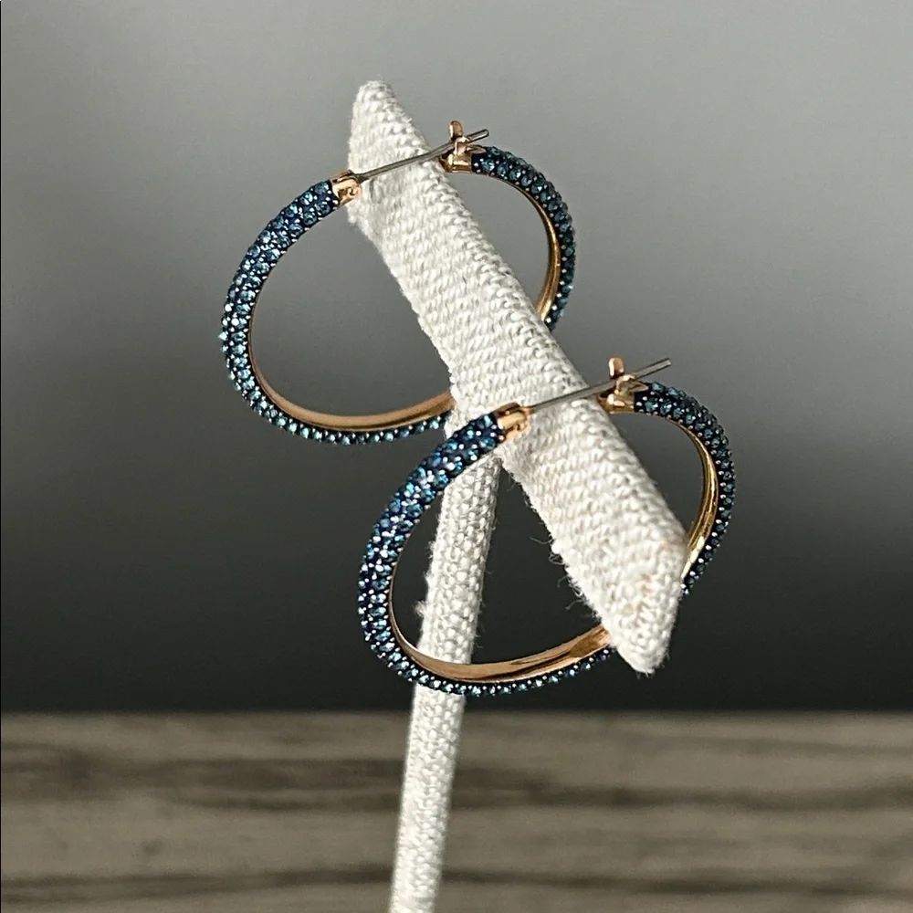 Swarovski Pave Crystal blue hoops - Picture 3 of 8